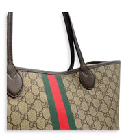 Ophidia Tote Bag GM Brown in Coated Canvas, Silver hardware