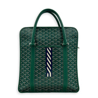 Bourgogne Tote Bag Vert in Coated Canvas, Silver hardware