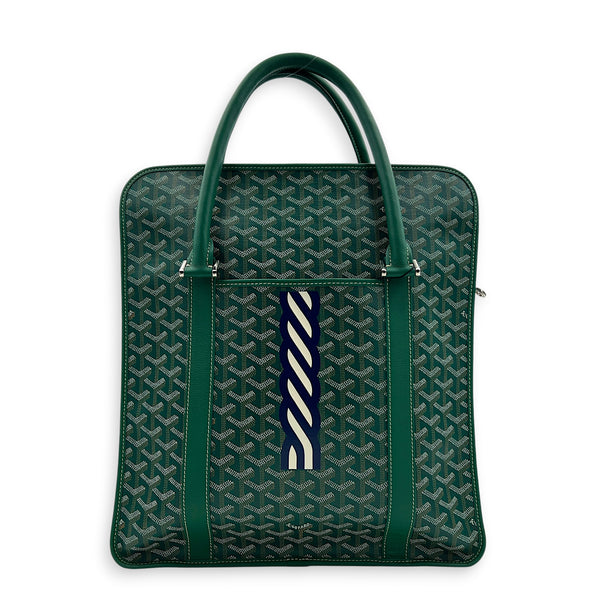 Bourgogne Tote Bag Vert in Coated Canvas, Silver hardware