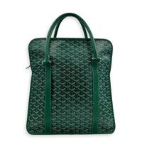 Bourgogne Tote Bag Vert in Coated Canvas, Silver hardware