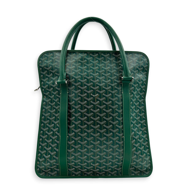 Bourgogne Tote Bag Vert in Coated Canvas, Silver hardware