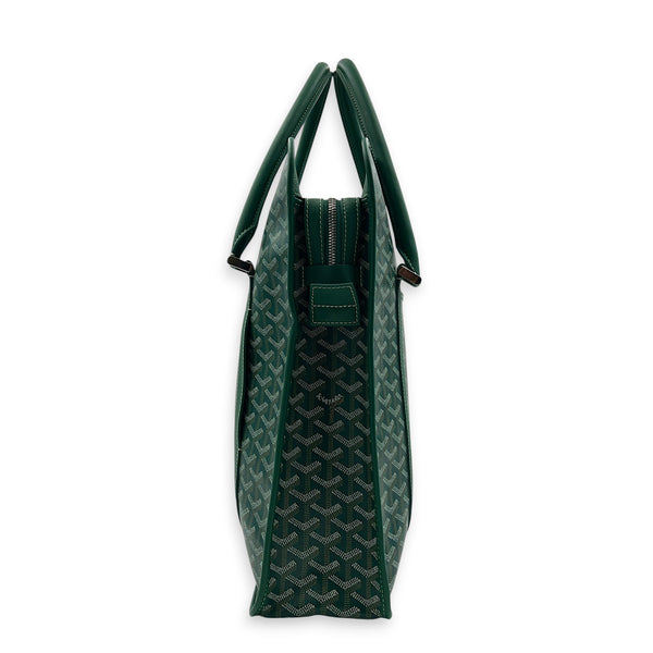 Bourgogne Tote Bag Vert in Coated Canvas, Silver hardware