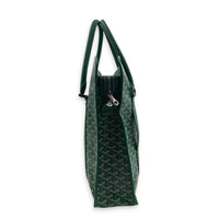 Bourgogne Tote Bag Vert in Coated Canvas, Silver hardware