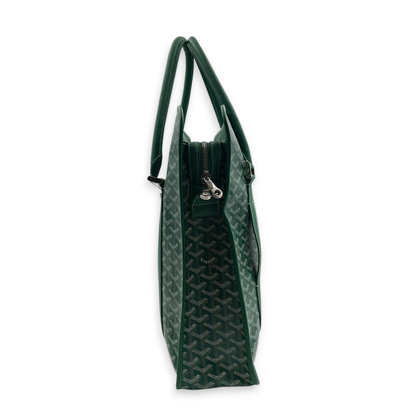 Bourgogne Tote Bag Vert in Coated Canvas, Silver hardware
