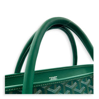 Bourgogne Tote Bag Vert in Coated Canvas, Silver hardware