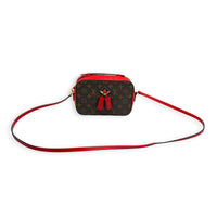Saintonge Crossbody Bag Red Coquelicot in Monogram Coated Canvas, Gold hardware