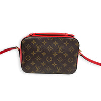 Saintonge Crossbody Bag Red Coquelicot in Monogram Coated Canvas, Gold hardware