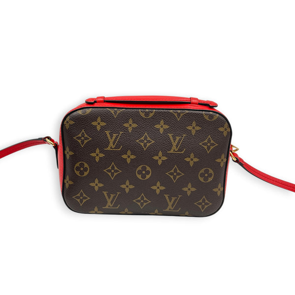 Saintonge Crossbody Bag Red Coquelicot in Monogram Coated Canvas, Gold hardware