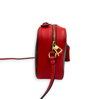 Saintonge Crossbody Bag Red Coquelicot in Monogram Coated Canvas, Gold hardware