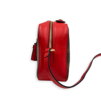 Saintonge Crossbody Bag Red Coquelicot in Monogram Coated Canvas, Gold hardware