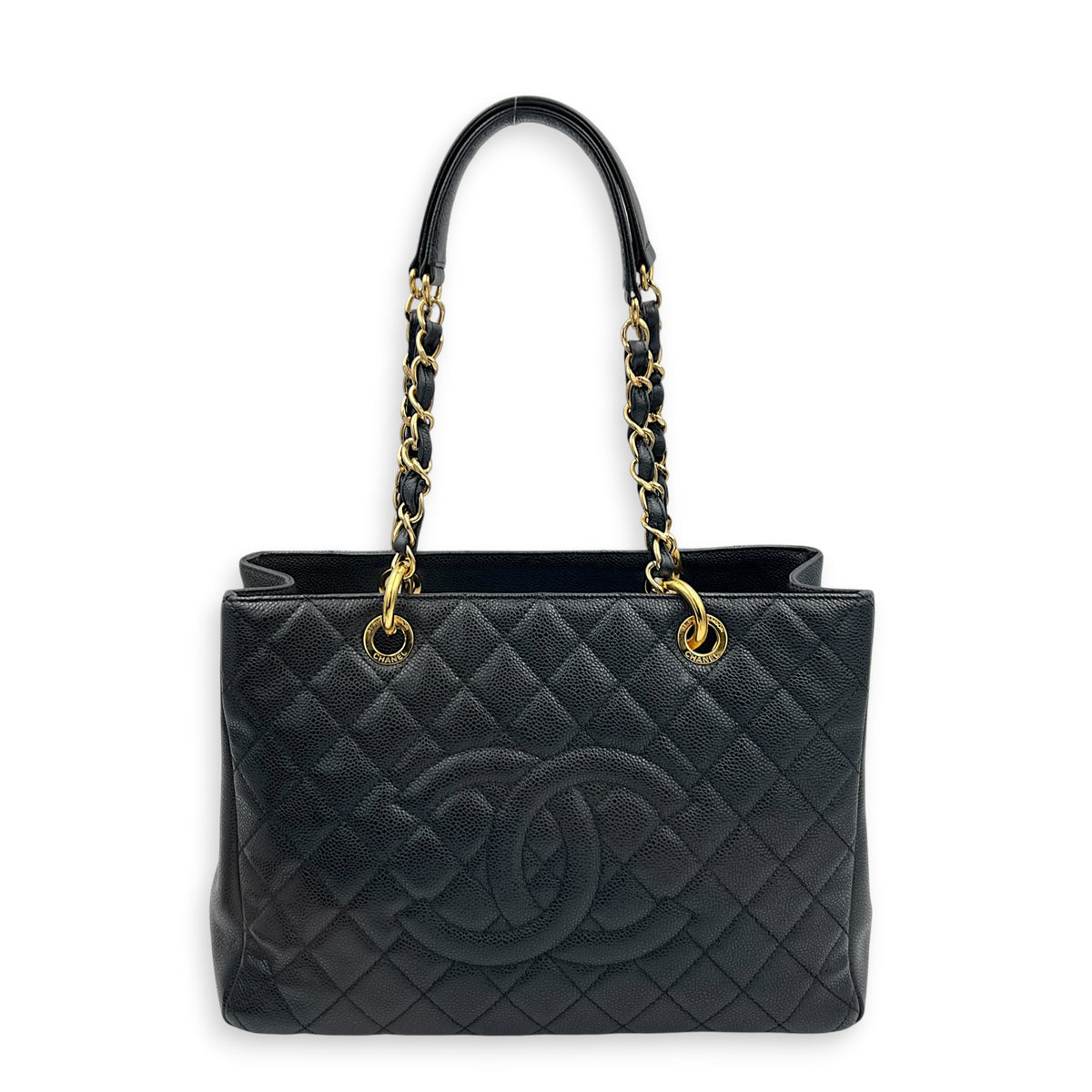 GST Tote Bag Grand Black in Caviar Leather, Gold hardware