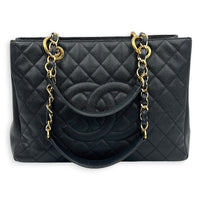 GST Tote Bag Grand Black in Caviar Leather, Gold hardware