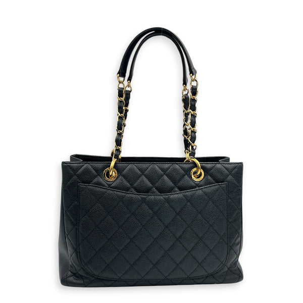 GST Tote Bag Grand Black in Caviar Leather, Gold hardware