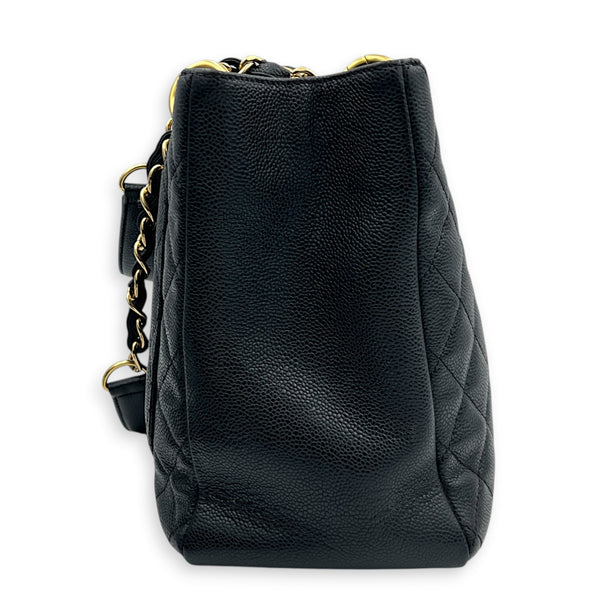 GST Tote Bag Grand Black in Caviar Leather, Gold hardware