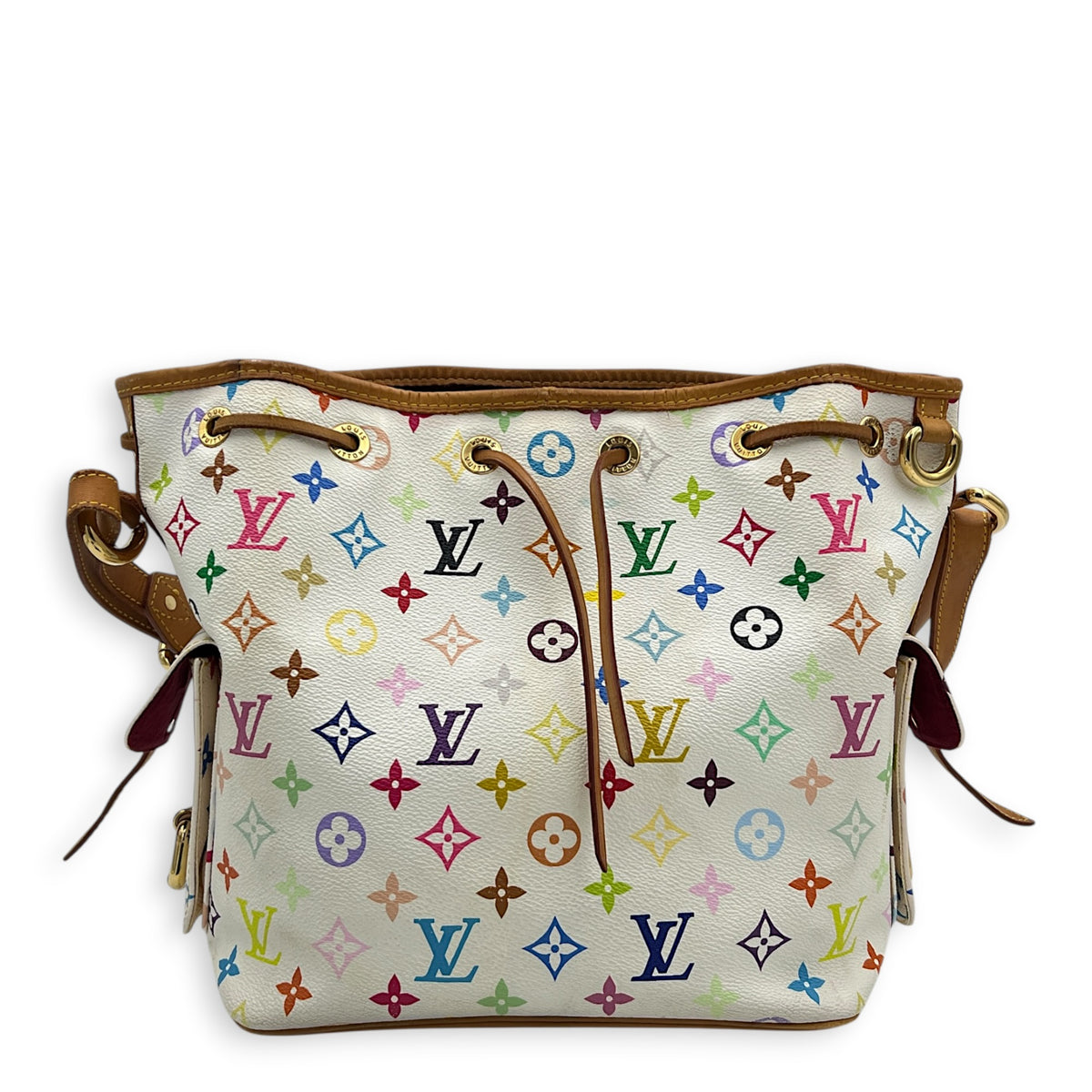 Noe Multicolor Murakami Shoulder Bag in Coated Canvas, Gold hardware