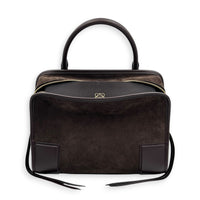 Amazona Top Handle Bag 180 Medium Brown in Suede Leather, Gold hardware