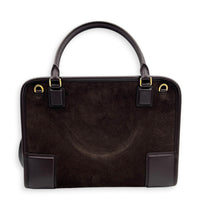Amazona Top Handle Bag 180 Medium Brown in Suede Leather, Gold hardware