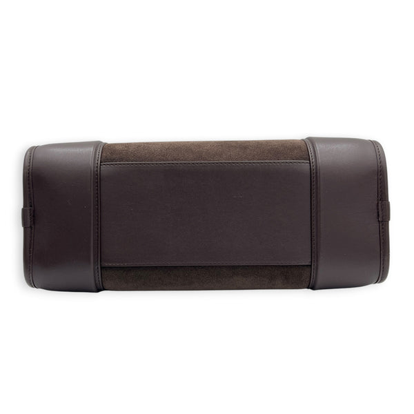 Amazona Top Handle Bag 180 Medium Brown in Suede Leather, Gold hardware