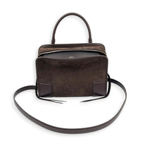 Amazona Top Handle Bag 180 Medium Brown in Suede Leather, Gold hardware