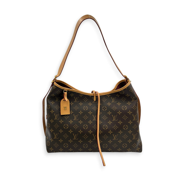 Carryall Tote Bag MM Brown in Monogram Coated Canvas, Gold hardware