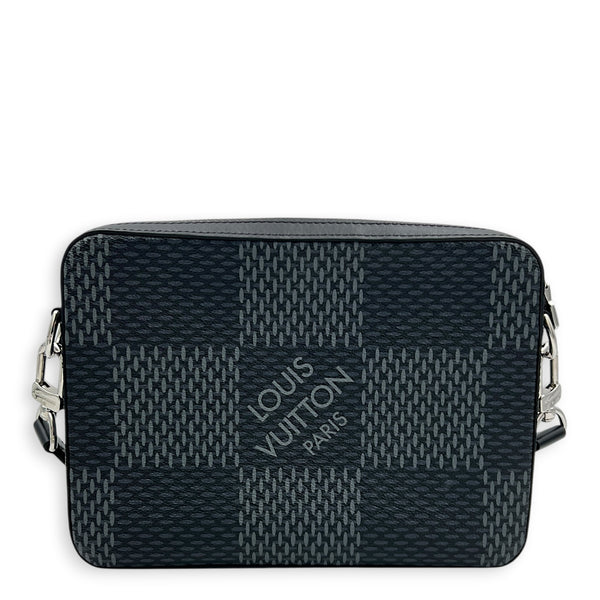 Trio Grey Messenger in Coated Canvas, Silver hardware