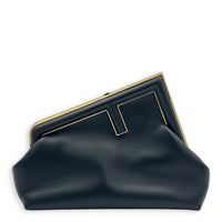 First Small Black Top Handle Bag in Nappa Leather, Gold hardware