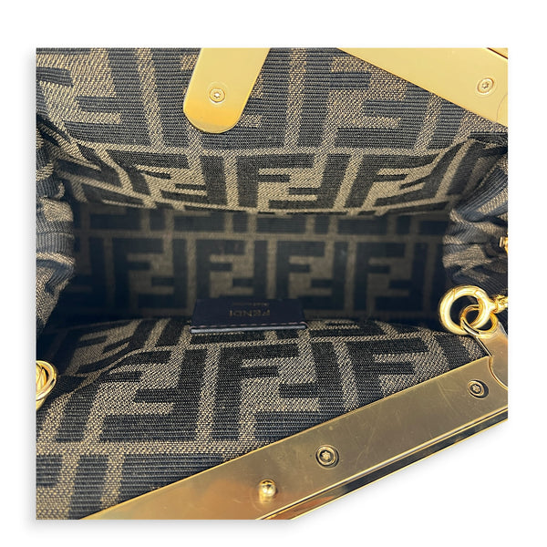 First Small Black Top Handle Bag in Nappa Leather, Gold hardware