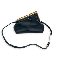 First Small Black Top Handle Bag in Nappa Leather, Gold hardware