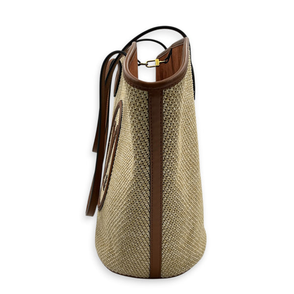 Saint Jacques Beige Tote Bag in Raffia, Gold hardware