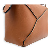 Puzzle Mini Tan Crossbody Bag in Calfskin, Silver hardware