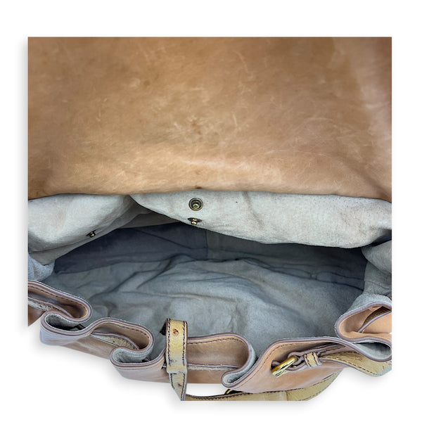 Top Shoulder Bag Cognac in Ostrich, Gold hardware