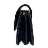 Accordion CC Wallet On Chain Black in Lambskin, Gold hardware