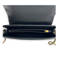 Accordion CC Wallet On Chain Black in Lambskin, Gold hardware