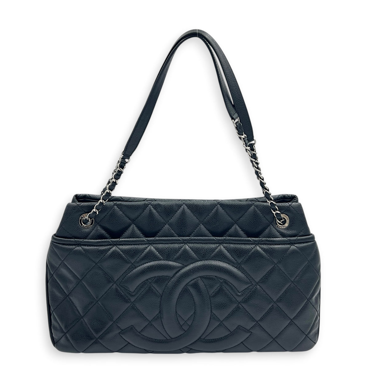 Timeless CC Tote Bag Large Black in Caviar Leather, Silver hardware