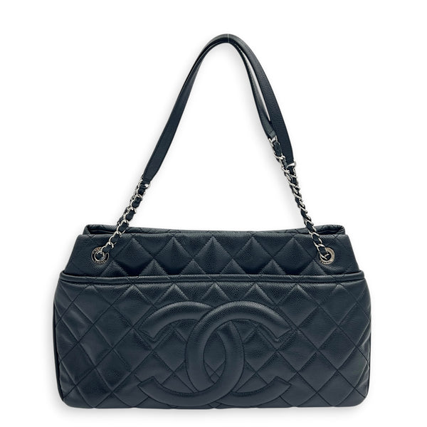 Timeless CC Tote Bag Large Black in Caviar Leather, Silver hardware