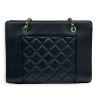 Mademoiselle Black Tote Bag in Calfskin, Gold hardware