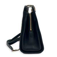 Mademoiselle Black Tote Bag in Calfskin, Gold hardware