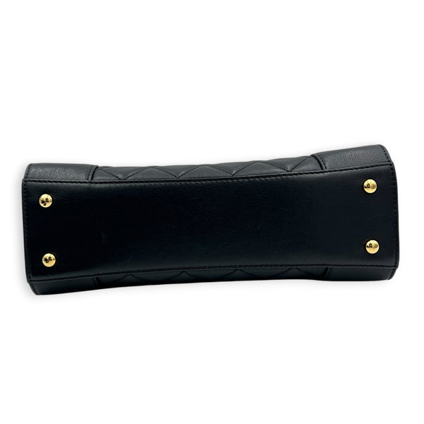 Mademoiselle Black Tote Bag in Calfskin, Gold hardware