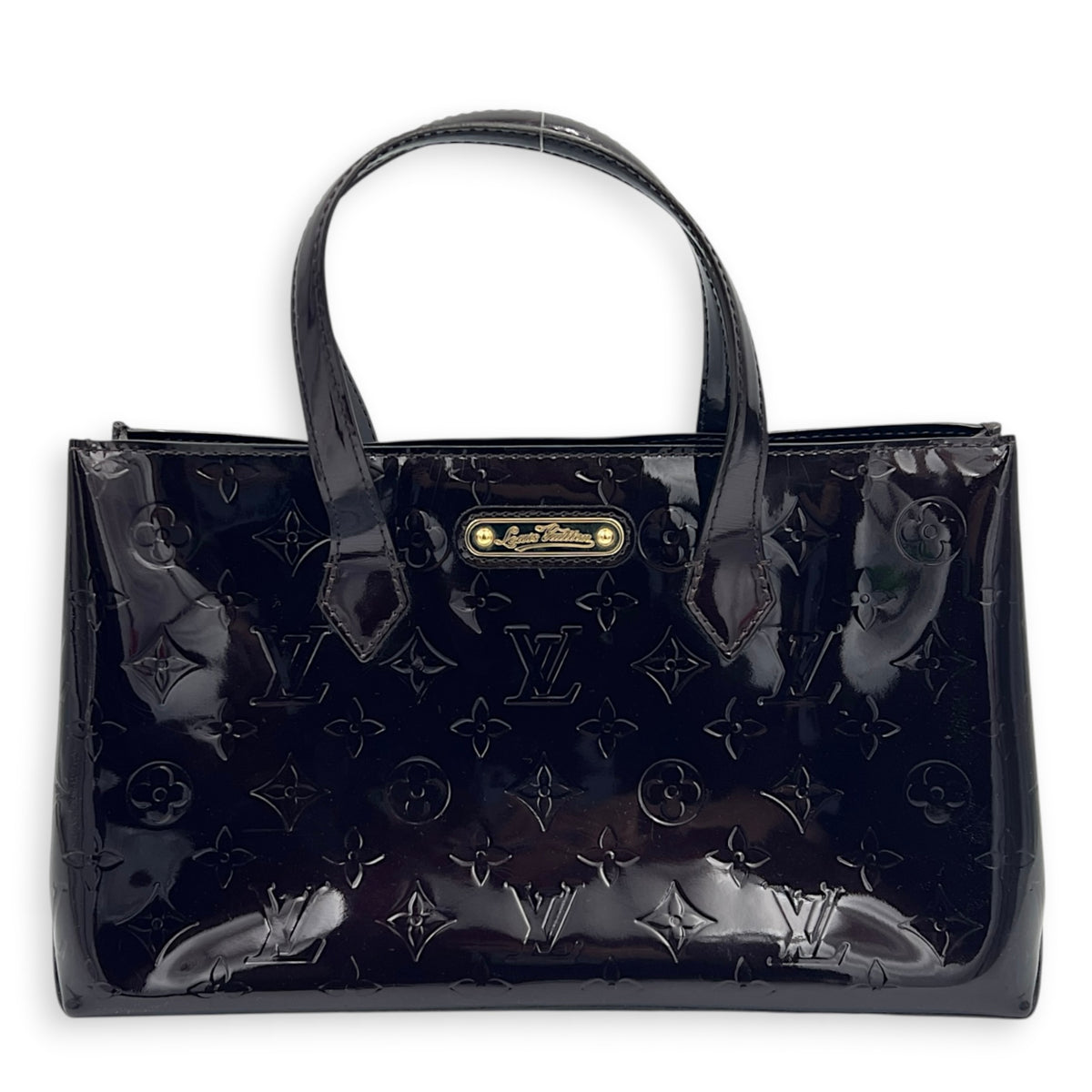 Wilshire Amarante Top Handle Bag in Monogram Vernis Leather, Gold hardware
