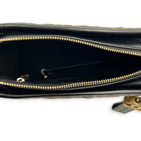 Gabrielle Shoulder Bag Small Black & Gold Metallic in Distressed Leather, Mixed hardware