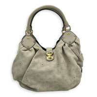 Mahina Beige Shoulder Bag in Mahina Leather, Gold hardware
