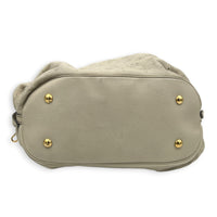 Mahina Beige Shoulder Bag in Mahina Leather, Gold hardware