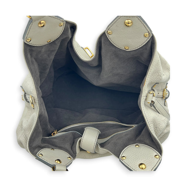 Mahina Beige Shoulder Bag in Mahina Leather, Gold hardware