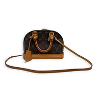 Alma Top Handle Bag BB Brown in Monogram Coated Canvas, Gold hardware