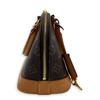 Alma Top Handle Bag BB Brown in Monogram Coated Canvas, Gold hardware