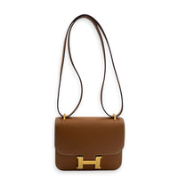 Constance Mirror 18 Gold Shoulder Bag in Epsom, Gold hardware