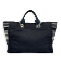 Deauville Black Tote Bag in Canvas, Silver hardware