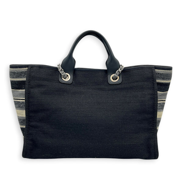 Deauville Black Tote Bag in Canvas, Silver hardware