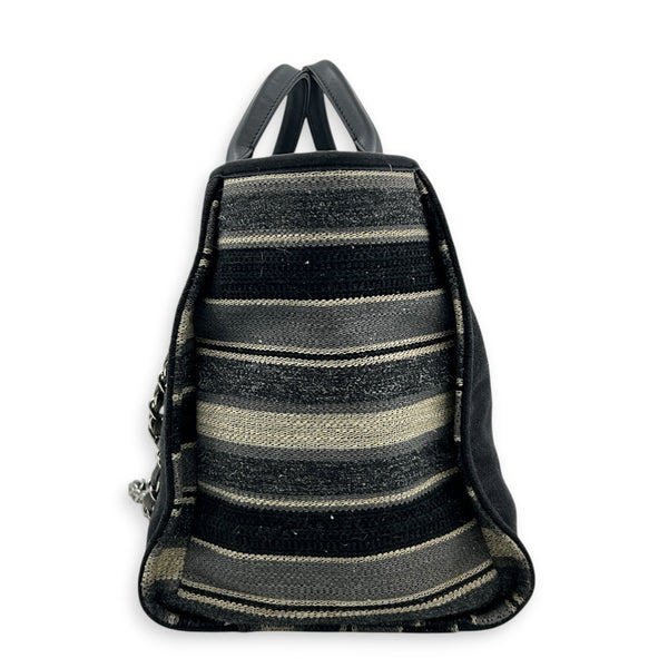 Deauville Black Tote Bag in Canvas, Silver hardware