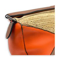 Puzzle Medium Multi-colour Shoulder Bag in Raffia, Silver hardware